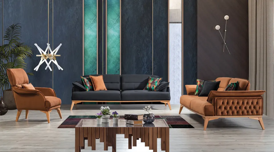 Elit  Wooden Leg Sofa Set
