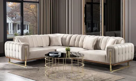 Metal Leg Tema Corner Sofa Set