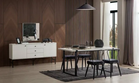 Star Moonstone Metal Leg Dining Room Set