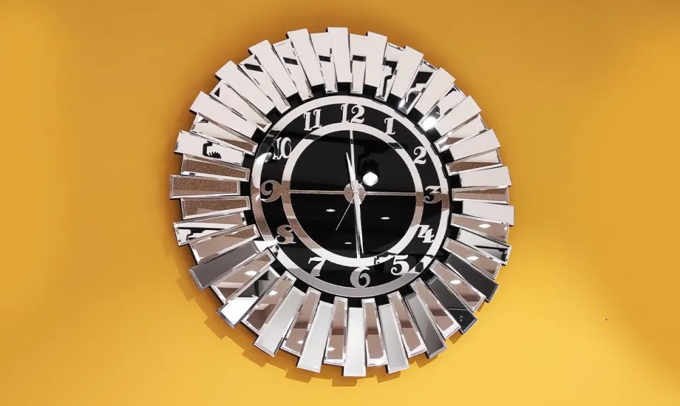 Silver Clock Mirror