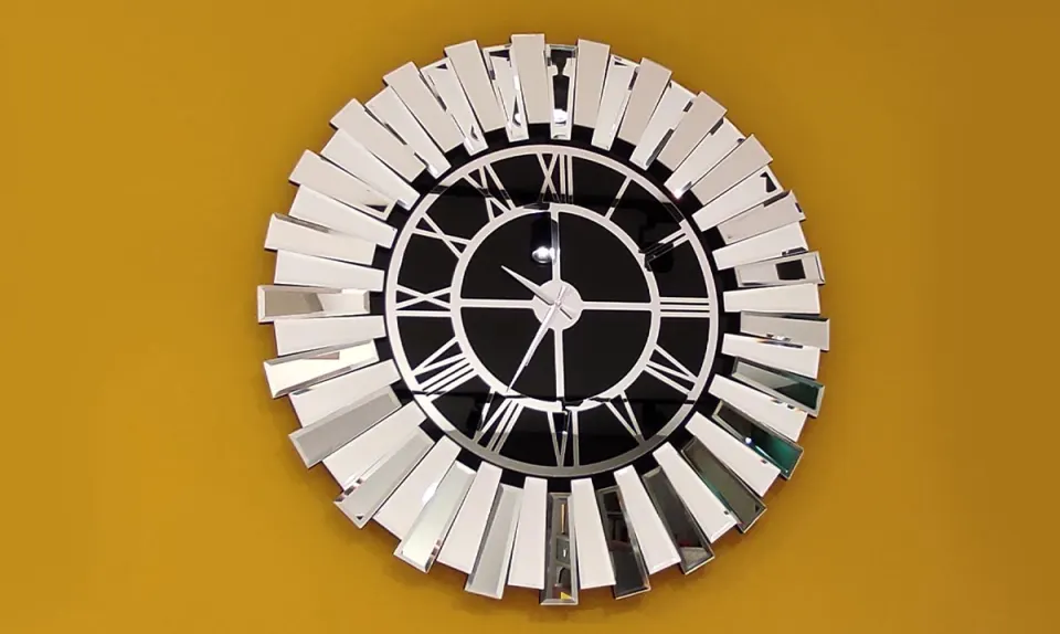Dişli Silver Clock Mirror