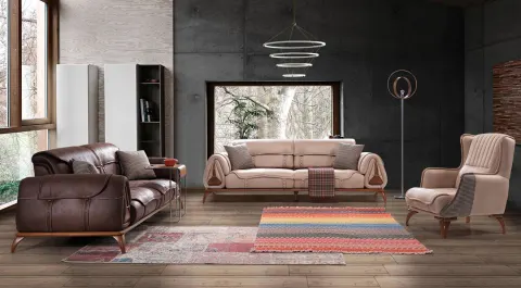 Piton  Wooden Leg Sofa Set