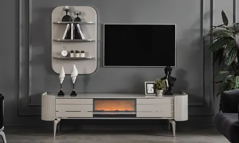 Karya Fog Gray Fireplace TV Unit