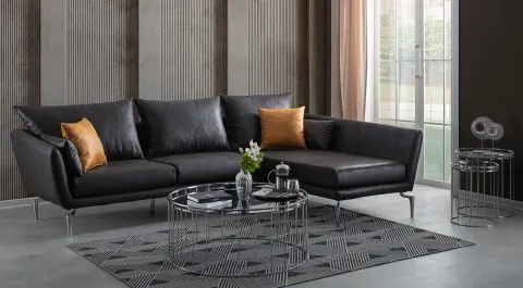 Fuba Metal Leg Corner Sofa Set