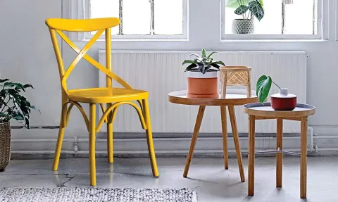 Fix Yellow Wooden Leg Chair