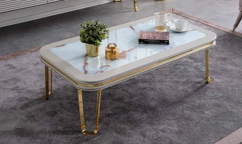 New Gucci Gold Metal Leg Coffee Table