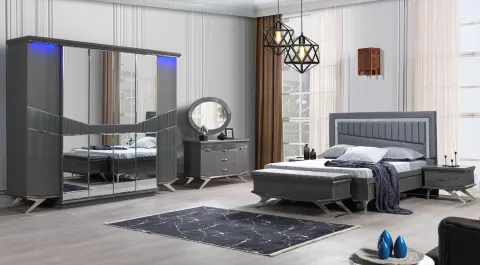 Olivia Anthracite 6 Door Bedroom Set