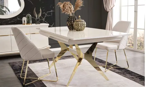 Angel Gold Metal Leg Dining Table