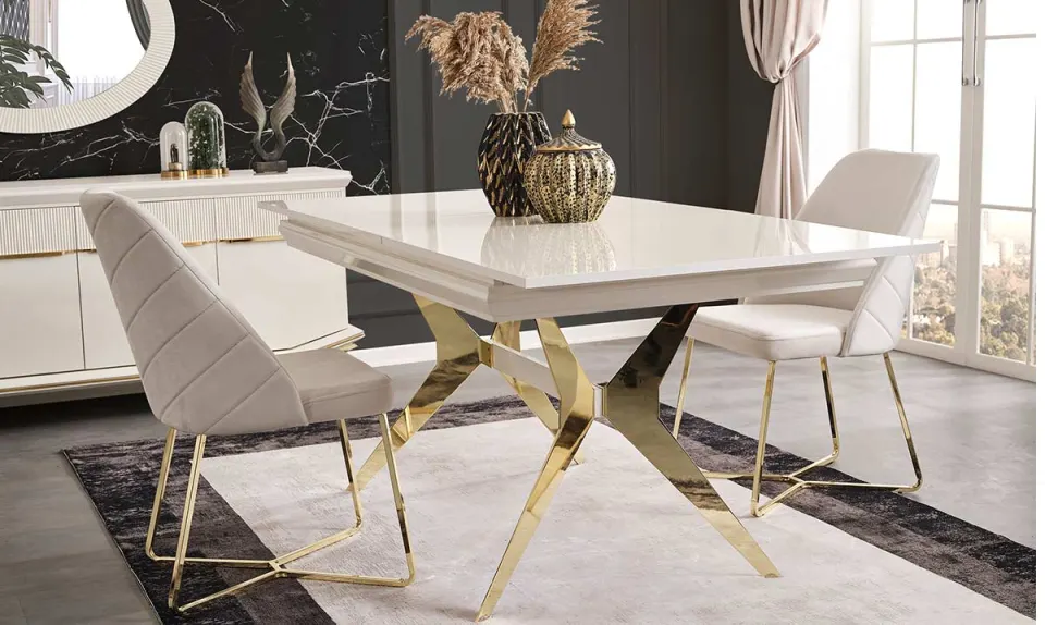 Angel Gold Metal Leg Dining Table
