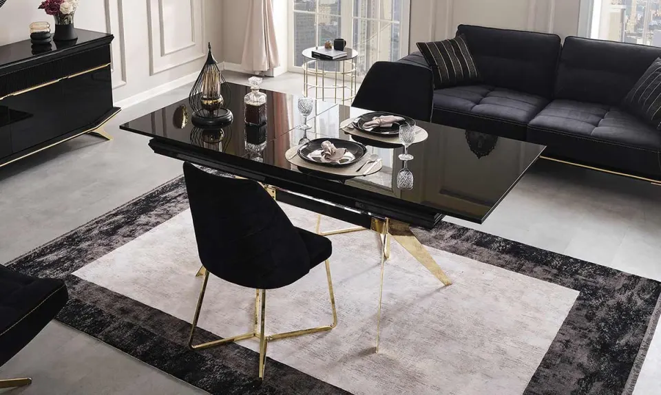 Masarati Gold Metal Leg Dining Table