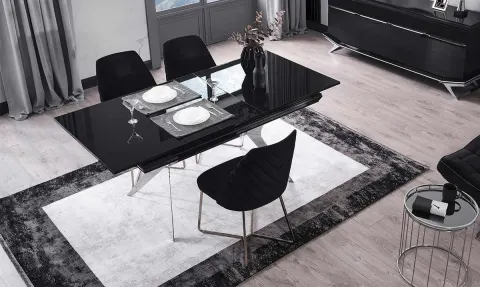 Masarati Silver Metal Leg Dining Table
