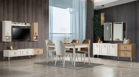 Safir Gold Metal Leg Dining Room Set