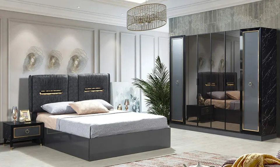 Hürrem Anthracite 6 Door Bedroom Set