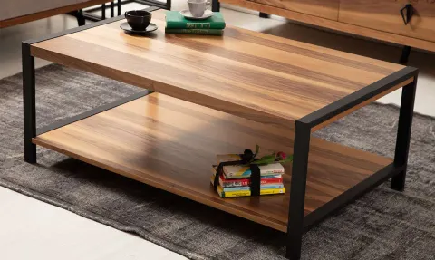 Ares Walnut Metal Leg Coffee Table