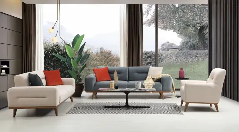 Rose  Wooden Leg Sofa Set