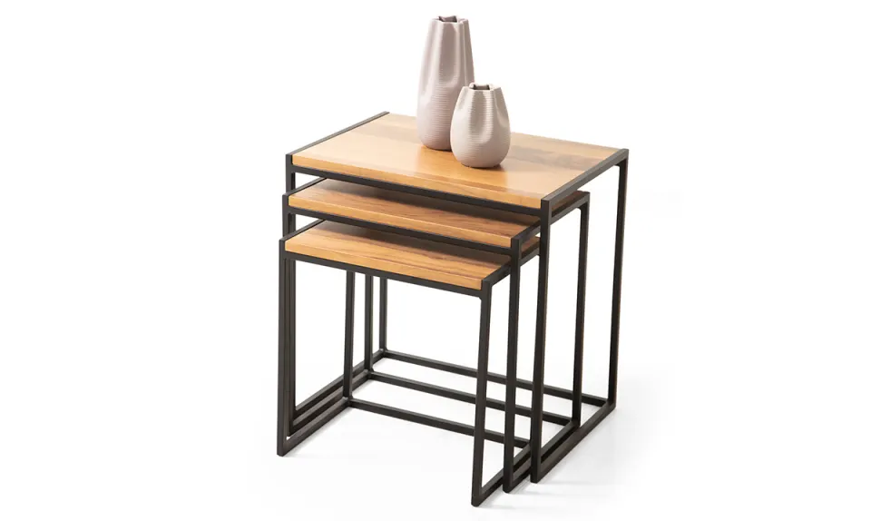 Ares Walnut Metal Leg Side Table