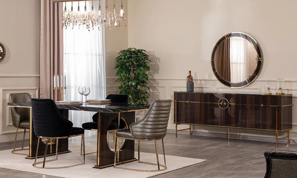 Bond Gold Metal Leg Dining Room Set