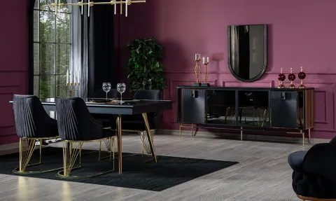 Banderas Gold Metal Leg Dining Room Set