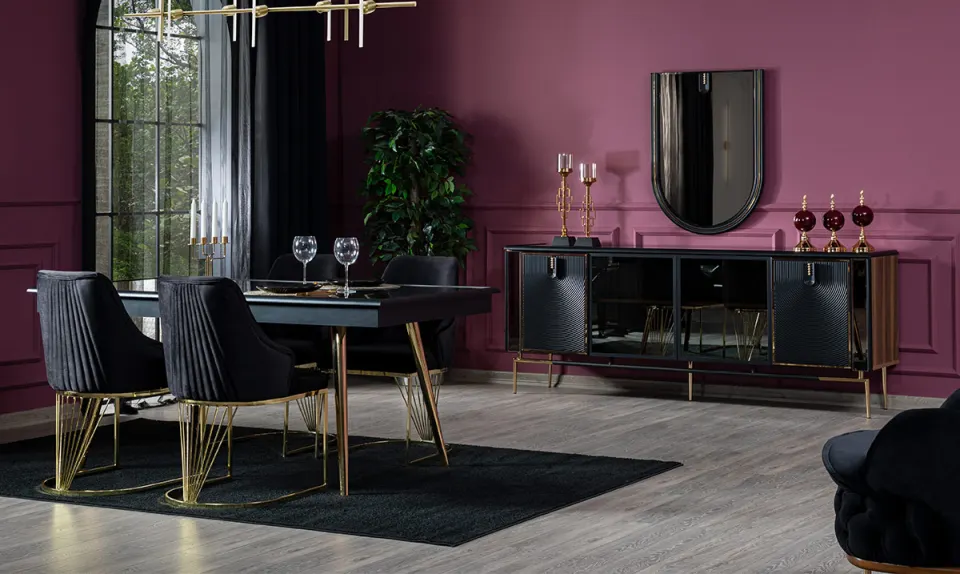 Banderas Gold Metal Leg Dining Room Set