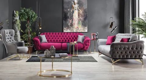 Sultan Gold Metal Leg Sofa Set