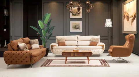 Mustang Silver Metal Leg Sofa Set
