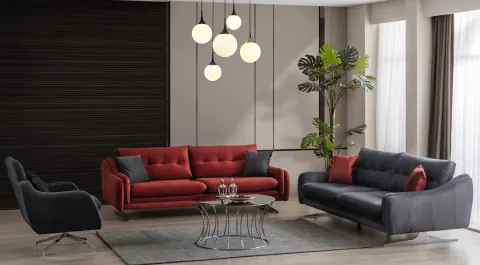 Paris  Silver Metal Leg Sofa Set