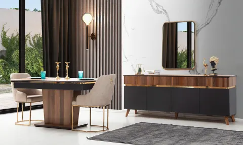 New Gloria Walnut Dining Room Set