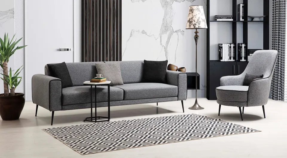 Suarez Metal Leg Sofa Set