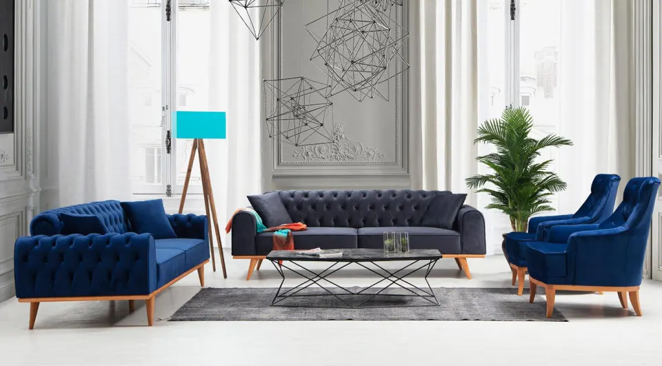 Rio Wooden Leg Sofa Set