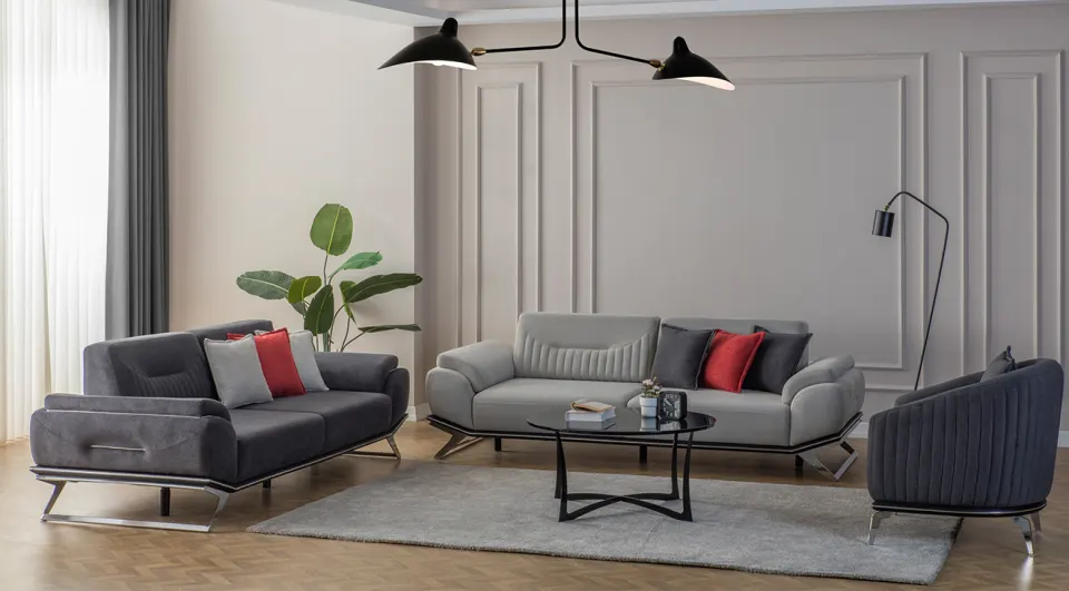 Venedik  Metal Leg Sofa Set