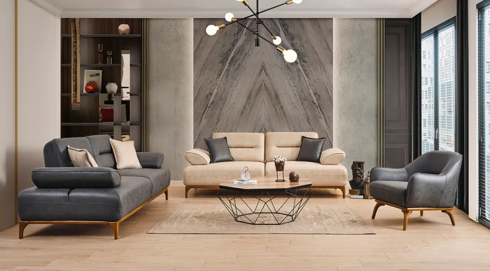 Elegance Wooden Leg Sofa Set