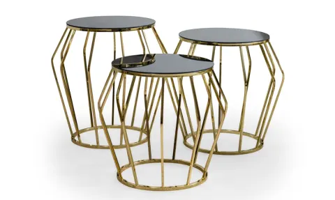 Elmas Gold Metal Leg Side Table