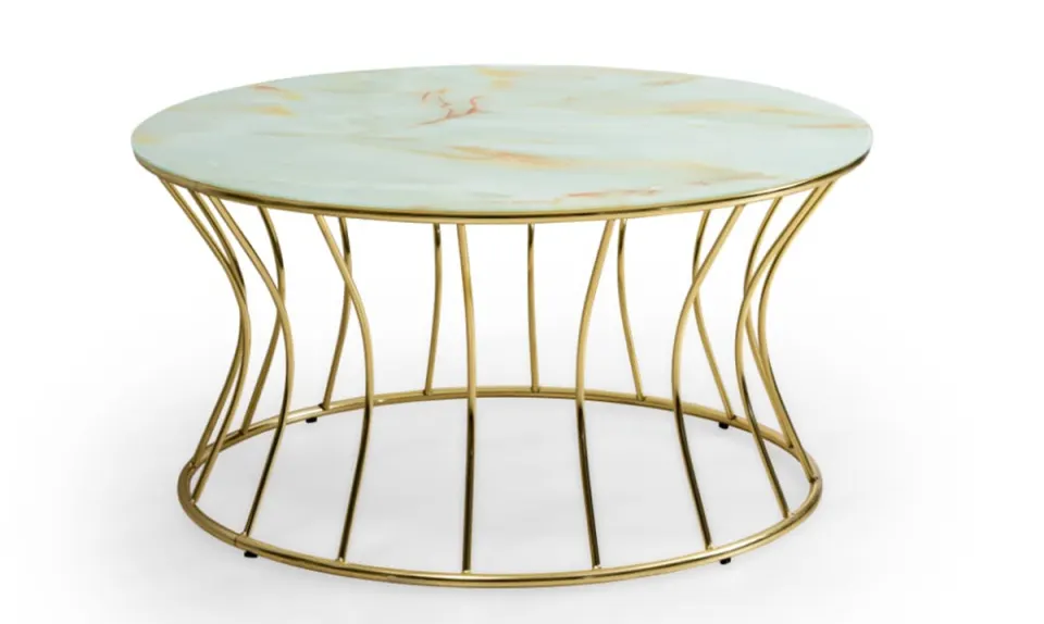 İnce Kum Gold Metal Leg Coffee Table