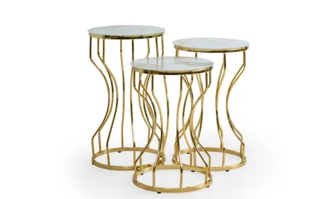 İnci Gold Metal Leg Side Table