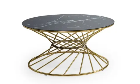 Kuşaklı Gold Metal Leg Coffee Table