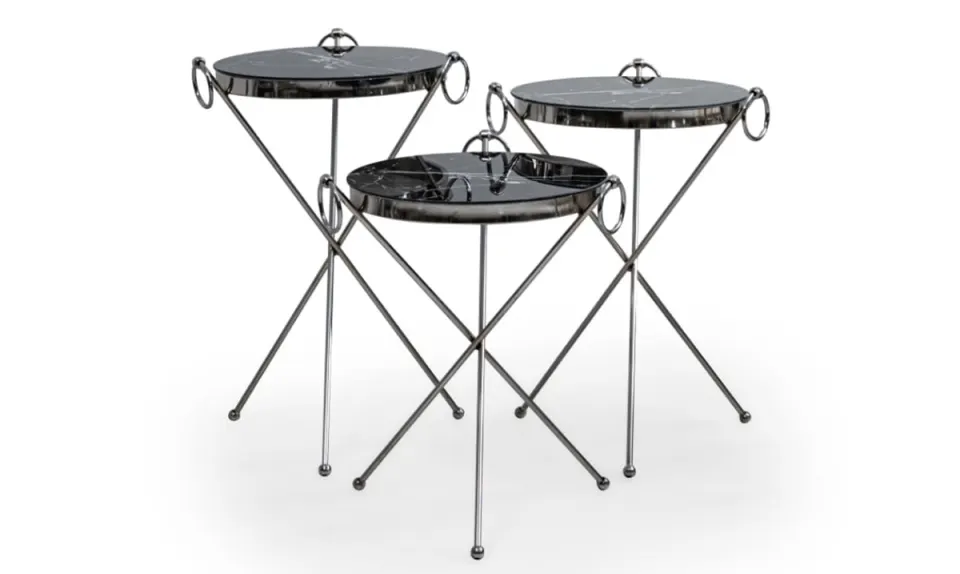 Küpeli Silver Metal Leg Side Table
