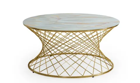 Sarmaşık C Gold Metal Leg Coffee Table