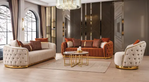 Gold Luxury Chester Sofa Set