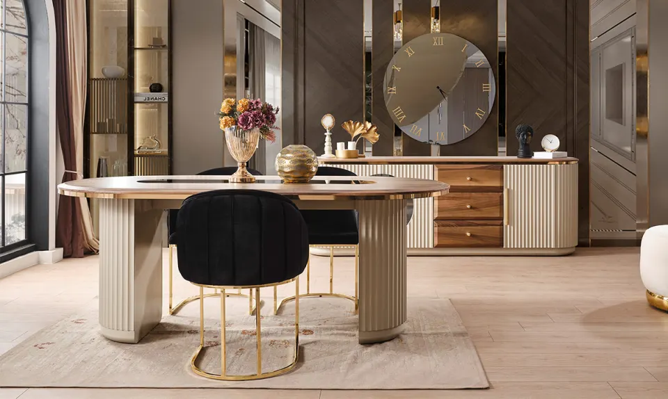 Wood Moonstone Dining Room Set