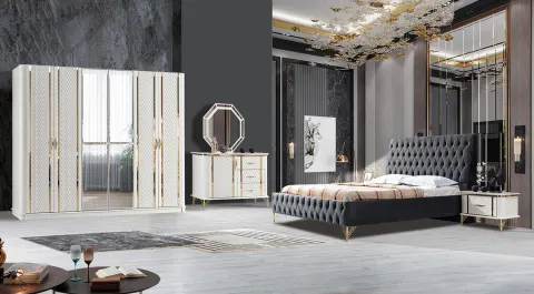 Milano Moonstone 6 Door Bedroom Set