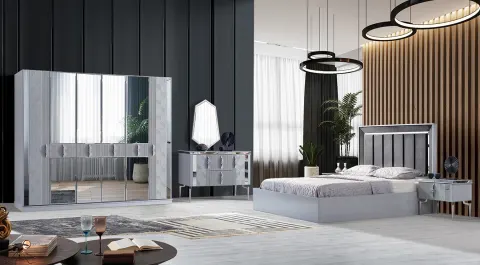Impala 6 Doors Metal Leg Bedroom Set