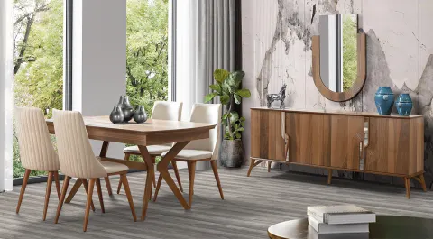 Truva Walnut Dining Room Set