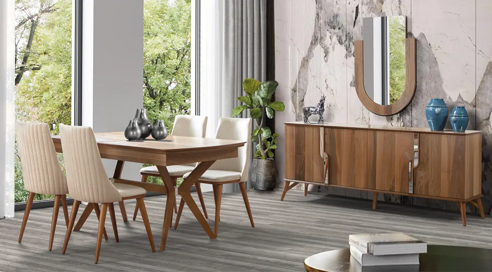 Truva Walnut Dining Room Set