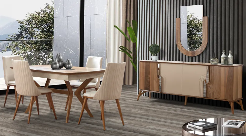Truva Walnut Dining Room Set 2