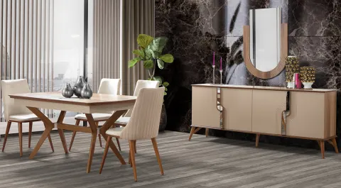 Truva Walnut Dining Room Set 3