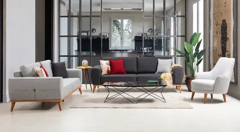 Dizayn  Wooden Leg Sofa Set