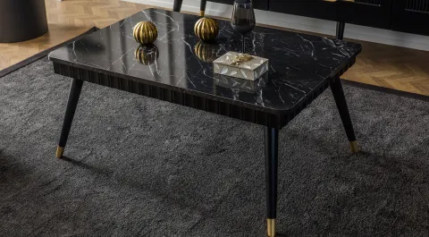 Tesla Black Wooden Leg Coffee Table