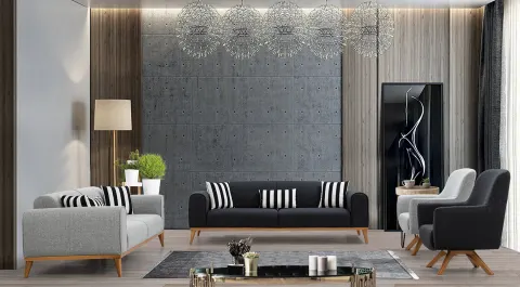 Omega Wooden Leg Sofa Set