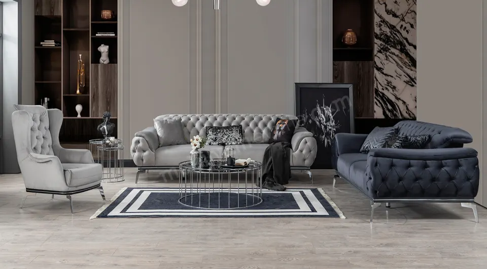 Swiss Metal Leg Sofa Set 2