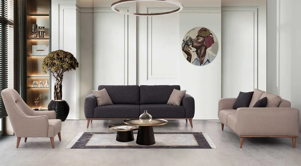 Adonis  Wooden Leg Sofa Set